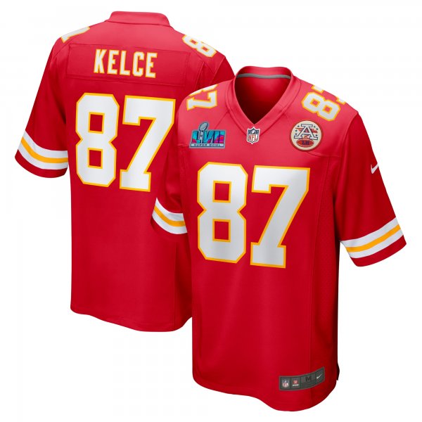 Men's Kansas City Chiefs Travis Kelce Nike Red Super Bowl LVII (2022 Season) Patch Game Jersey