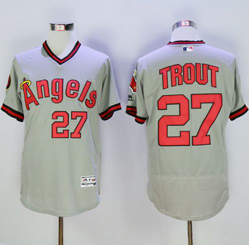 Los Angeles Angels of Anaheim #27 Mike Trout Grey Flexbase Collection Cooperstown Stitched MLB Jersey