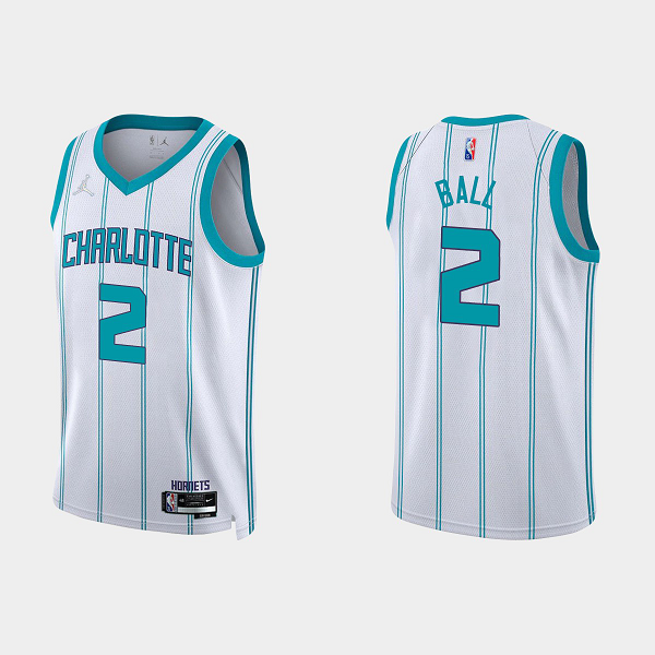 Men's Charlotte Hornets #2 LaMelo Ball 2021-22 75th Anniversary City White Swingman Statement NBA Jersey