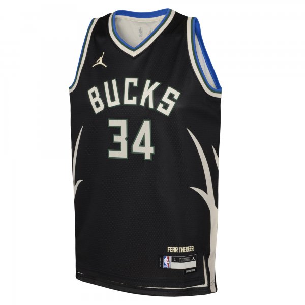 Youth Milwaukee Bucks Giannis Antetokounmpo Jordan Brand Black Swingman Jersey - Statement Edition