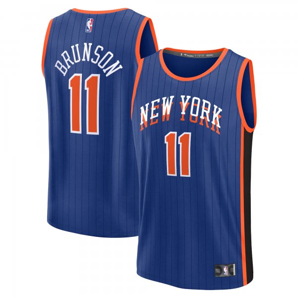 Men's Unisex New York Knicks #11 Jalen Brunson Blue 2023/34 Fast Break City Edition Jersey