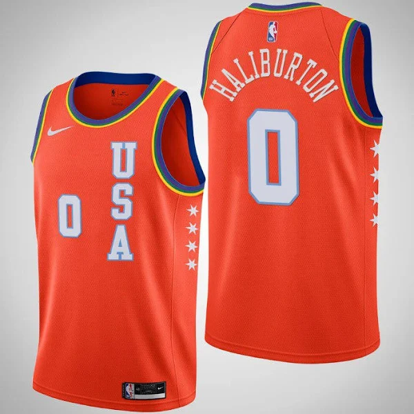 Men's Nike 2021 NBA Rising Star Tyrese Haliburton #0 USA Team Orange Jersey