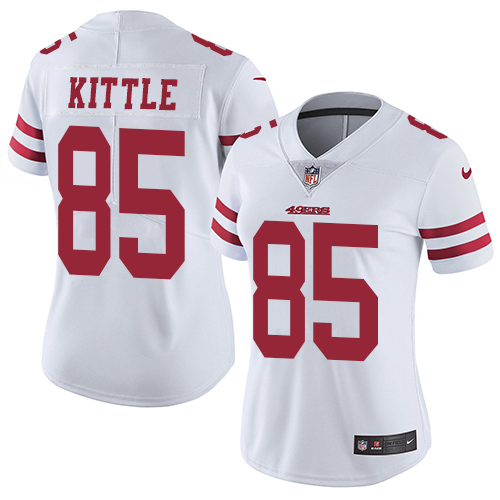 Women's Nike San Francisco 49ers #85 George Kittle Limited Vapor Untouchable Road White NFL Jersey