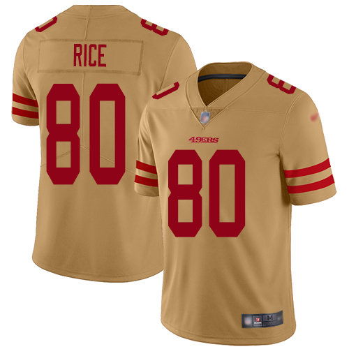 San Francisco 49ers #80 Jerry Rice Gold Men's Stitched NFL Limited Inverted Legend Jersey