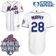 New York Mets #28 Daniel Murphy White Cool Base W/2015 World Series Patch Stitched MLB Jersey