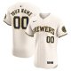 Men's Milwaukee Brewers Nike Cream Home Elite Custom Jersey