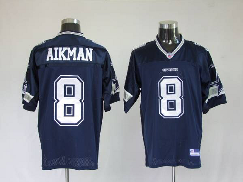 Men's Dallas Cowboys #8 Troy Aikman Blue Stitched NFL Jersey