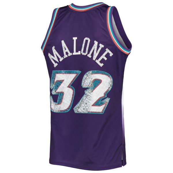 Men's Utah Jazz Karl Malone Mitchell & Ness Purple 1996/97 Hardwood Classics NBA 75th Anniversary Diamond Swingman Jersey