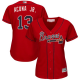 Atlanta Braves #13 Ronald Acuna Jr. Red Alternate Women's Stitched MLB Jersey