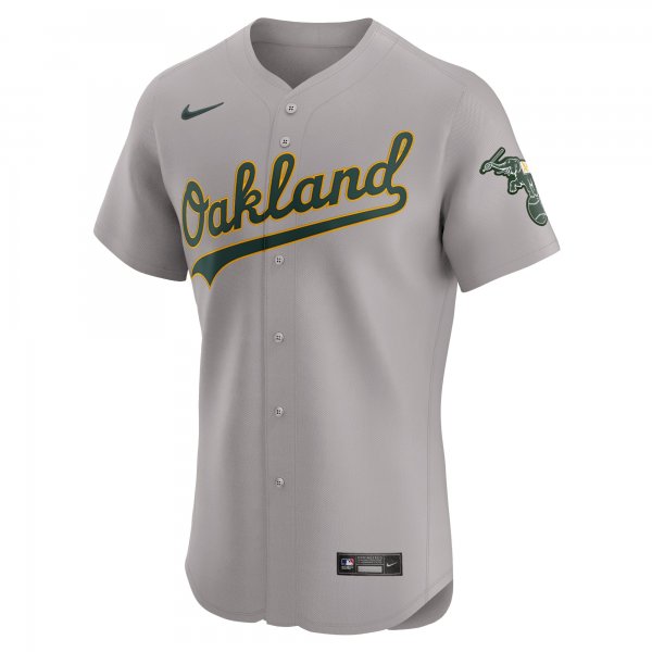 Men's Oakland Athletics  Nike Gray Road Vapor Premier Elite Patch Jersey