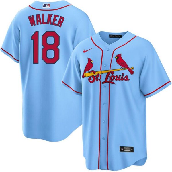 Men's St. Louis Cardinals #18 Jordan Walker Alternate Light Blue Jersey