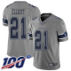 Dallas Cowboys #21 Ezekiel Elliott Gray Youth Stitched NFL Limited Inverted Legend 100th Season Jersey