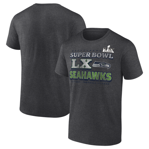 Men's Seattle Seahawks  Charcoal Super Bowl LX Battle Prep T-Shirt