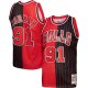 Men's Chicago Bulls Dennis Rodman Mitchell & Ness Red/Black Hardwood Classics 1995/96 Split Swingman Jersey