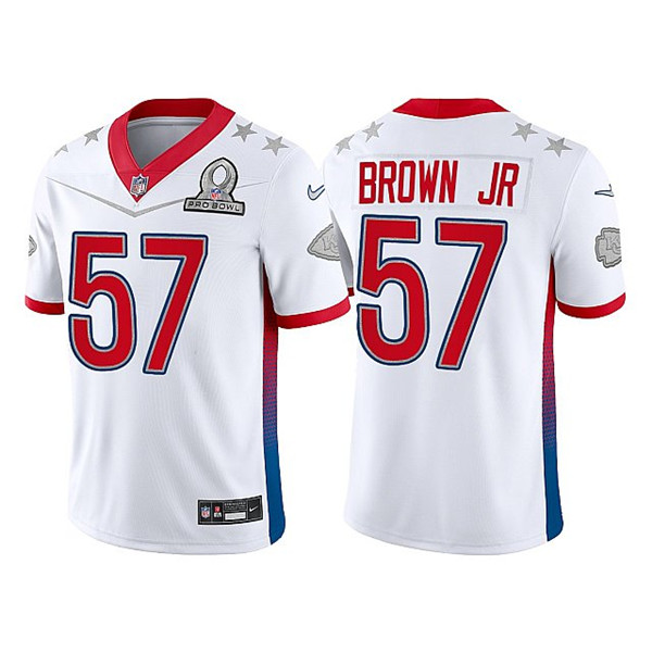 Men's Kansas City Chiefs #57 Orlando Brown Jr. 2022 White Pro Bowl Stitched Jersey