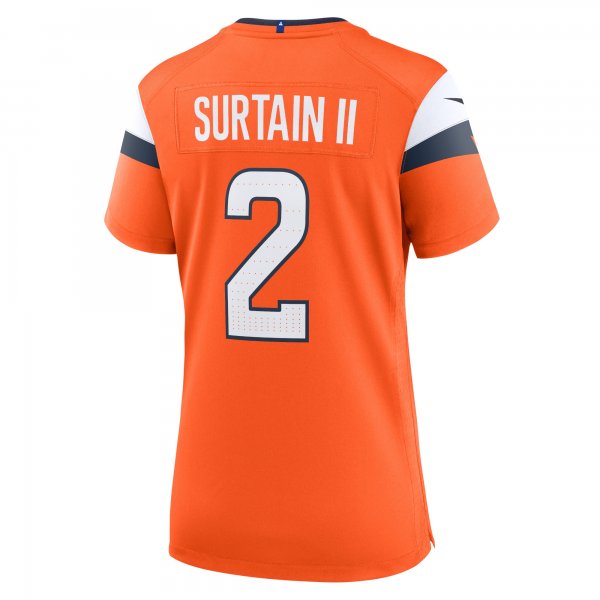 Women's Denver Broncos Patrick Surtain II Nike Orange Game Jersey