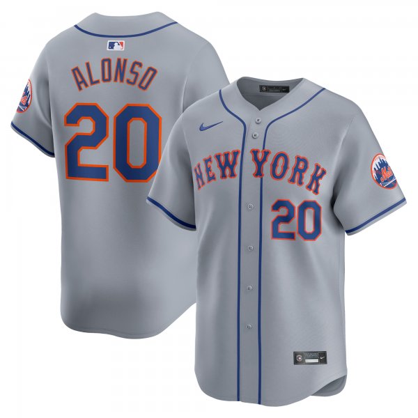 Men's New York Mets #20 Pete Alonso Nike Gray Away Limited Player Jersey