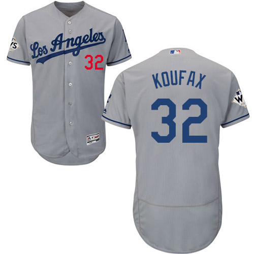 Los Angeles Dodgers #32 Sandy Koufax Grey Flexbase Collection 2017 World Series Bound Stitched MLB Jersey