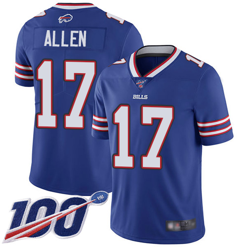 Buffalo Bills #17 Josh Allen Royal Blue Team Color Men's Stitched NFL 100th Season Vapor Limited Jersey