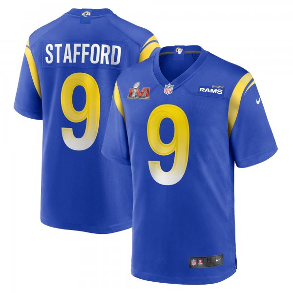 Men's Los Angeles Rams Matthew Stafford Nike Royal Super Bowl LVI Game Patch Jersey