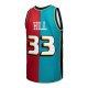 Men's Detroit Pistons Grant Hill Mitchell & Ness Teal/Red Hardwood Classics 1999/00 Split Swingman Jersey