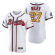 Men's Atlanta Braves #27 Austin Riley White 2022 Gold Program 4-Time World Series Champions MLB Jersey