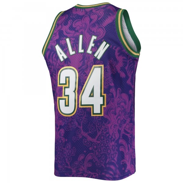 Men's Milwaukee Bucks Ray Allen Mitchell & Ness Purple Hardwood Classics 2000/01 Lunar New Year Swingman Jersey