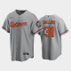 Men's Baltimore Orioles #31 Cedric Mullins Cool Base MLB Road Jersey - Gray