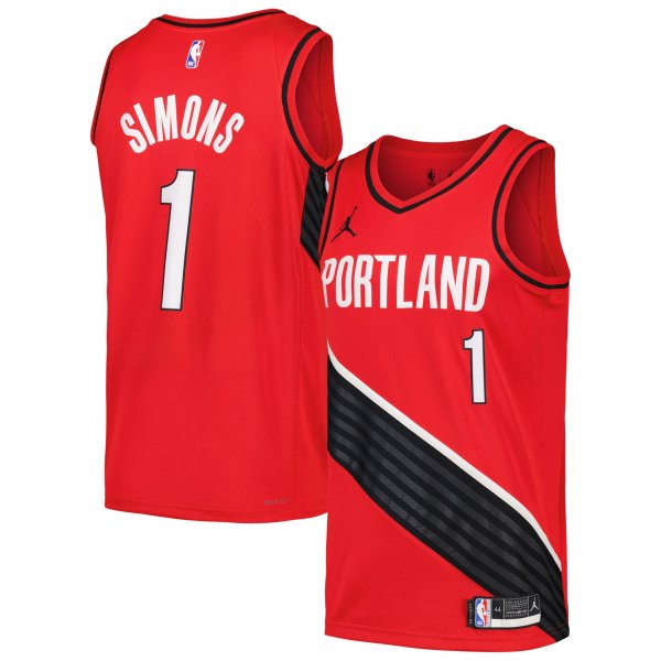 Men's Portland Trail Blazers Anfernee Simons Jordan Brand Red Swingman Player Jersey - Statement Edition