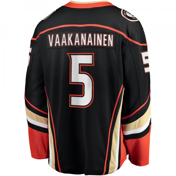 Men's Anaheim Ducks Urho Vaakanainen Fanatics Black Home Premier Breakaway Player Jersey