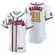 Men's Atlanta Braves Greg Maddux White 2022 Gold Program 4-Time World Series Champions Flex Base Jersey