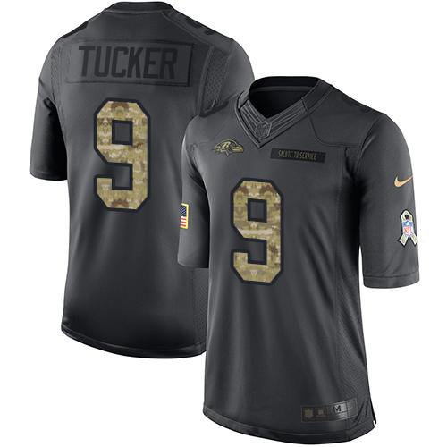 Nike Baltimore Ravens #9 Justin Tucker Black Youth Stitched NFL Limited 2016 Salute to Service Jersey