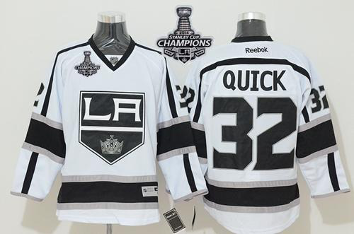 Los Angeles Kings #32 Jonathan Quick White Road 2014 Stanley Cup Champions Stitched NHL Jersey