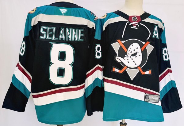 Men's #8 Teemu Selanne Anaheim Ducks Black City Edition Jersey