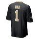 Men's New Orleans Saints Number 1 Dad Nike Black Game Jersey