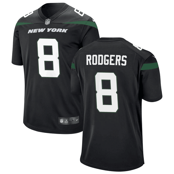 Men's New York Jets Nike #8 Aaron Rodgers Stealth Black Alternate Jersey