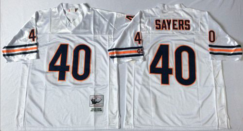 MitchellAndNess Chicago Bears #40 Gale Sayers White Small No. Throwback Stitched NFL Jersey