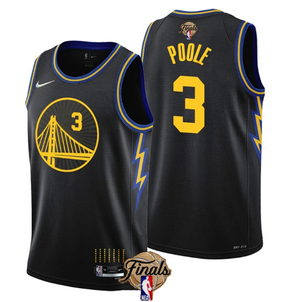 Men's Golden State Warriors #3 Jordan Poole Black 2022 Finals Stitched NBA Jersey