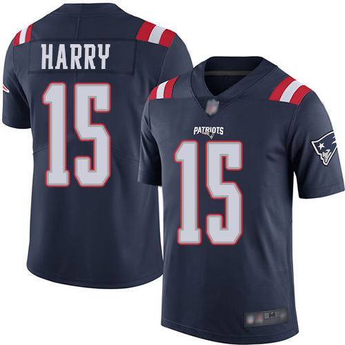 Men's New England Patriots #15 N'Keal Harry Navy Blue Stitched NFL Limited Rush Jersey