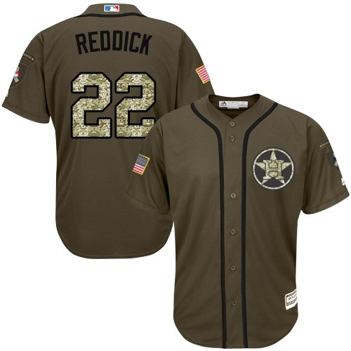 Houston Astros #22 Josh Reddick Green Majestic Men's MLB Salute to Service Jersey