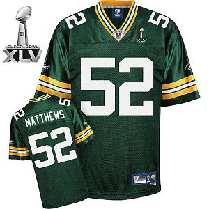 Green Bay Packers #52 Clay Matthews Green Super Bowl XLV Stitched Youth NFL Jersey