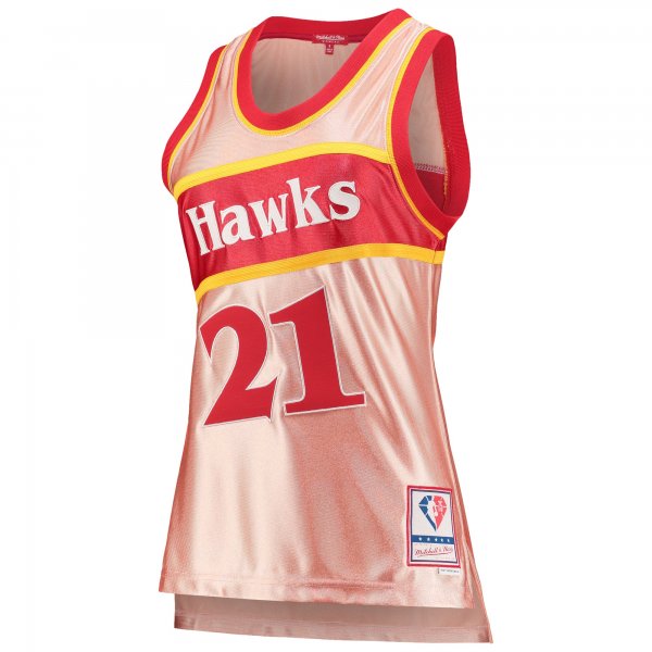 Women's Atlanta Hawks Dominique Wilkins Mitchell & Ness Pink 75th Anniversary Rose Gold 1986 Swingman Jersey