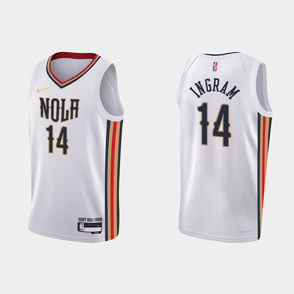 Men's New Orleans Pelicans #14 Brandon Ingram 2021-22 75th Anniversary City White NBA Jersey