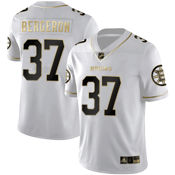 Men's Boston Bruins #37 Patrice Bergeron Vapor White Gold Jersey