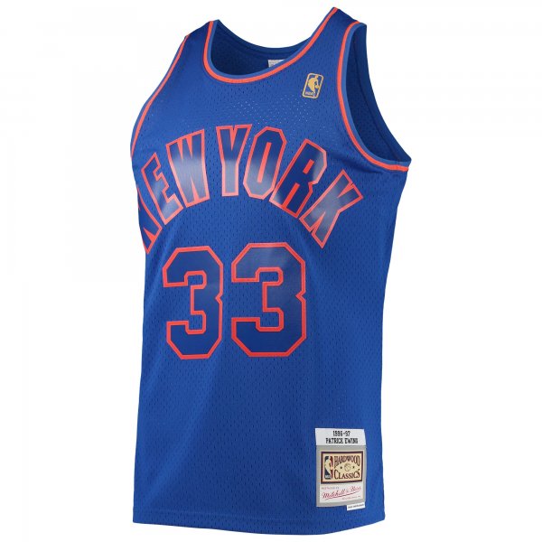 Men's New York Knicks Patrick Ewing Mitchell & Ness Blue 1996/97 Hardwood Classics Swingman Jersey