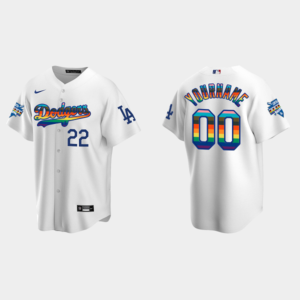 Men's Los Angeles Dodgers 2022 Pride Night LGBTQ Cool Base Custom MLB Jersey - White