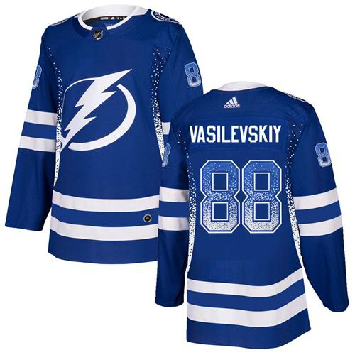 Adidas Tampa Bay Lightning #88 Andrei Vasilevskiy Blue Home Drift Fashion Stitched NHL Jersey