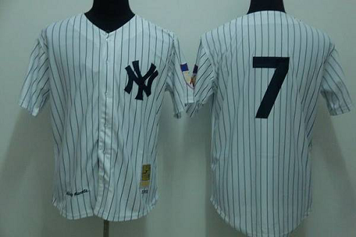 Mitchell and Ness New York Yankees #7 Mickey Mantle Stitched White Throwback MLB Jersey