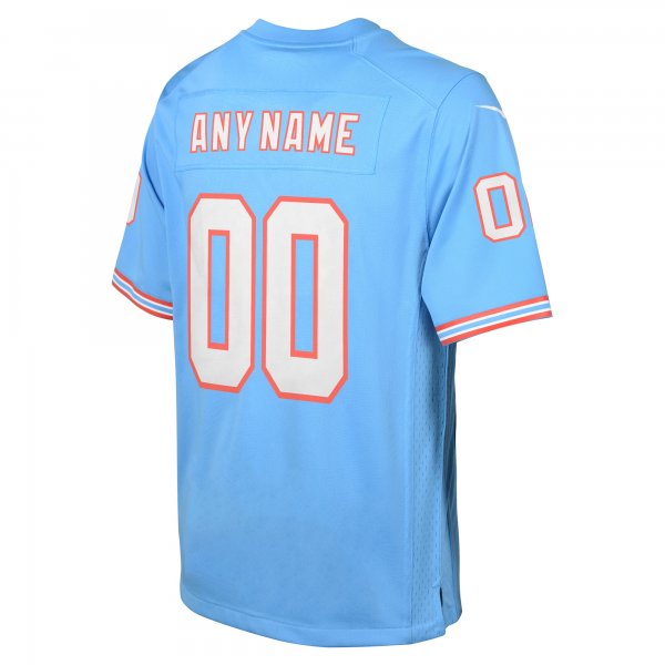 Youth Tennessee Titans Nike Light Blue Oilers Throwback Custom Game Jersey