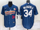 Men's Nike Los Angeles Dodgers #34 Fernando Valenzuela Blue Rainbow Throwback MLB Cool Base Jersey